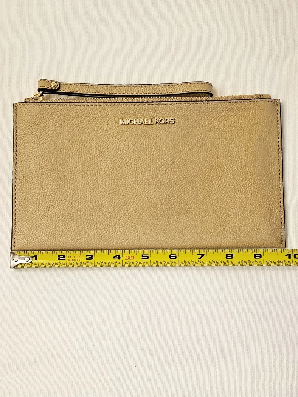 Michael Kors Beige Tan Leather Wristlet Clutch